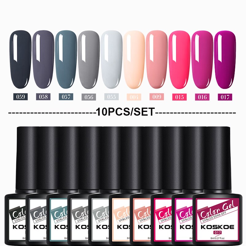 KOSKOE 40/60 pièces ensemble de vernis à ongles Gel 8ML vernis à lampe à LED UV: 10PCS-SET3