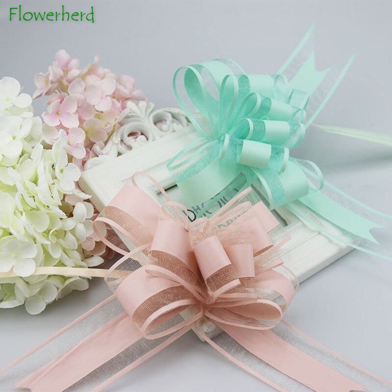 Plain Snow Yarn Garland Streamers Ribbon Flowers Packaging Bundled Wedding Car Door Hand Streamers Wedding Decoration
