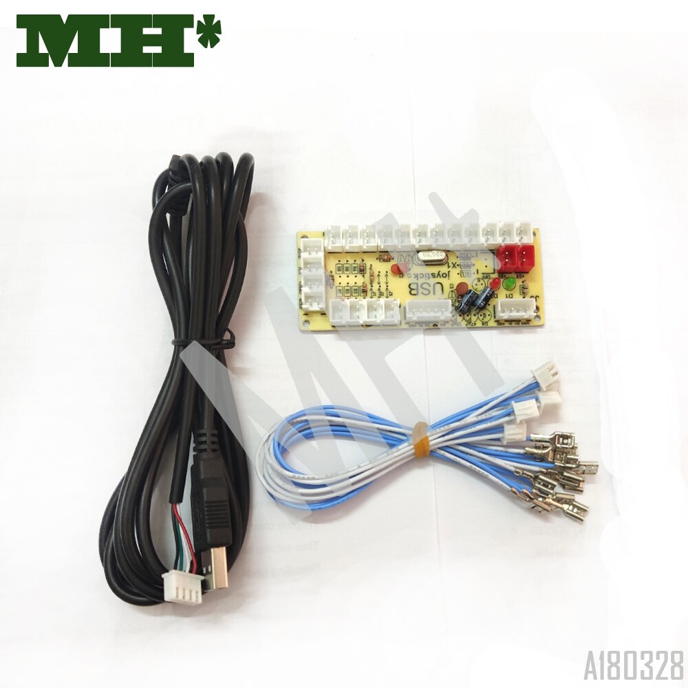 2 Spelers Nul Vertraging Arcade Diy Kit Usb Encoder Voor 4 & 8 Manier Zippy 5PIN Joystick 2.8 & 4.8mm Knop Met 2pin 2.8 & 6.3 Mm Licht Kabel: 1Zero 4.8MM