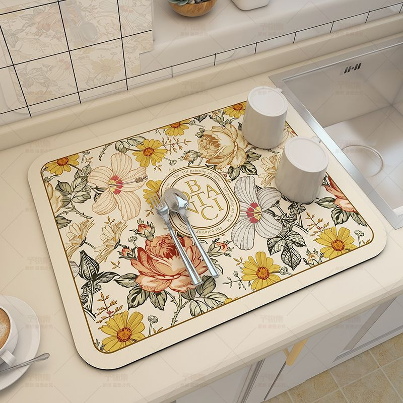 Tapis Super absorbant Vintage terre de diatomée cuisine vaisselle et égouttoir tapis évier absorbant séchage rapide tapis de Table antidérapant