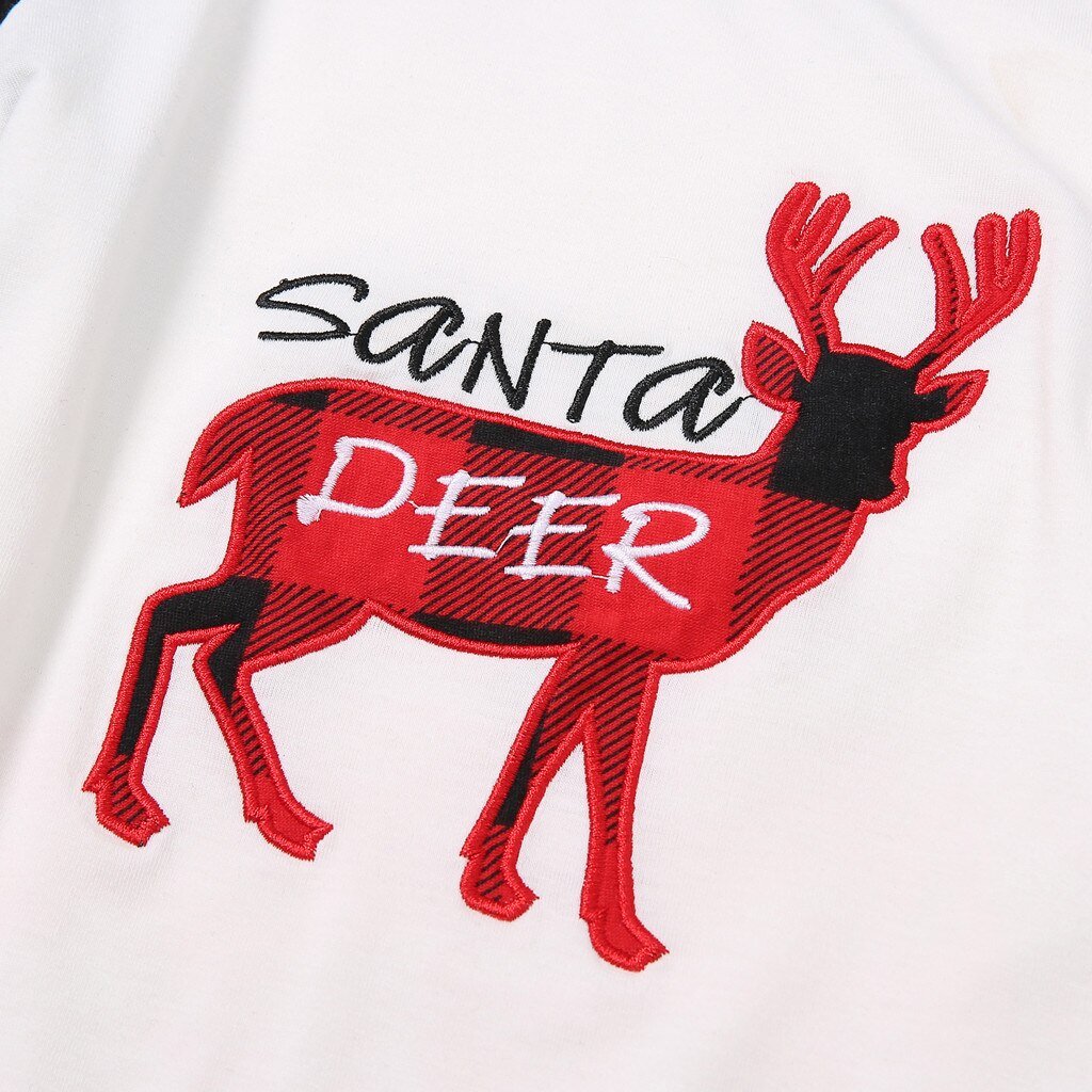 Conjunto de pijamas navideños para padres e hijos, pijamas de dibujos animados de Feliz Navidad, pantalones a cuadros, conjunto de ropa de dormir a juego familiar, traje familiar # G