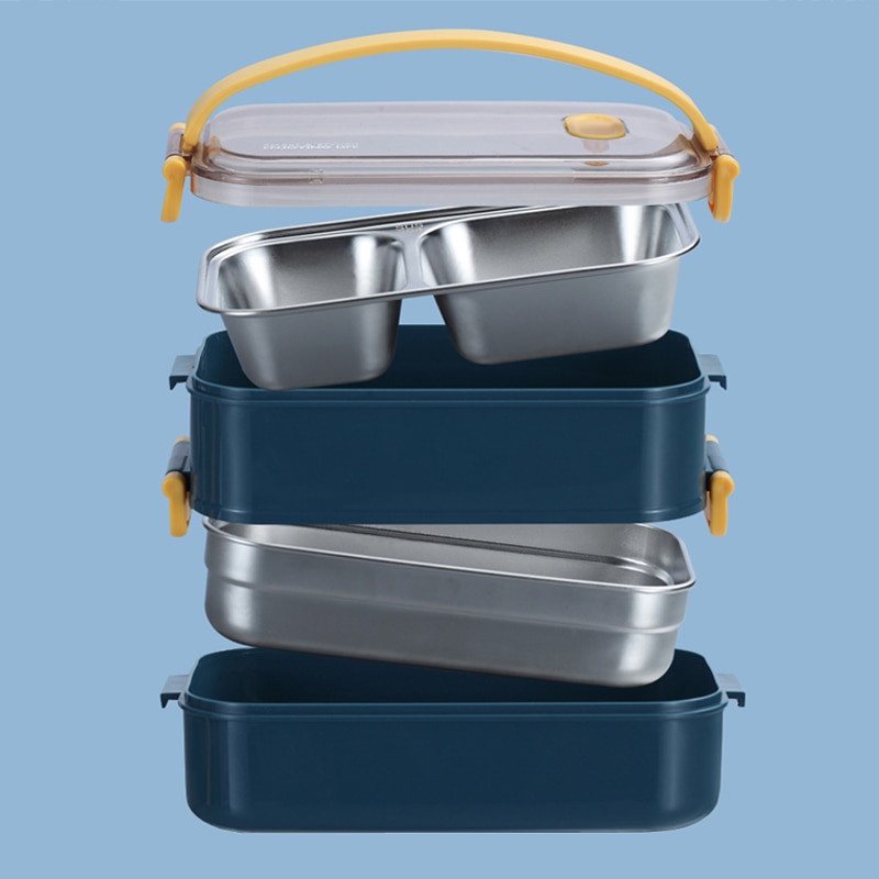 Fiambrera térmica de acero inoxidable 304, caja Bento para trabajadores de oficina, Individual/doble capa, contenedor de almacenamiento de alimentos para estudiantes y niños