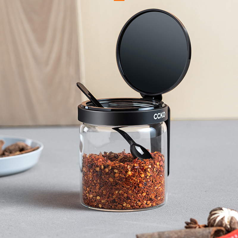 Crystal Food Storage Jar Kitchen Glass Metal Modern Container Spices Condiments Salt Rangement Cuisine Kitchen Organizers