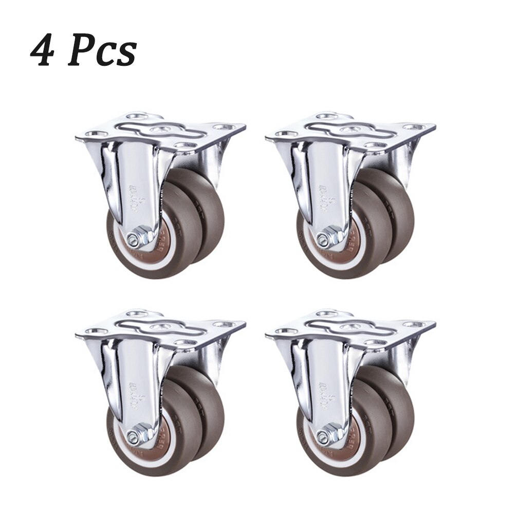 1.5/2 inch 360 Degree Swivel Caster Wheels Heavy Duty Caster Wheels With Double Wheels No Noise Wheels For Carts Workbench: 2 inch / 4 Pcs Fixed