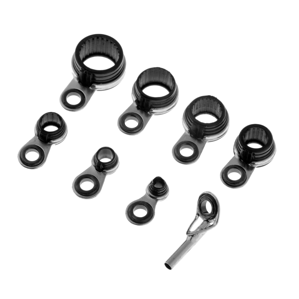 8 stuks roestvrijstalen keramische hengelgeleider ooggeleider ring tip lijn ring diy hengelbouw tuigage accessoires