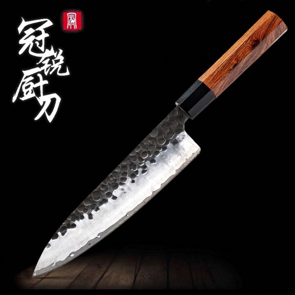 Handgemaakte Keukenmessen Chef Cleaver Mes Japanse AUS10 Hoge Carbon Staal Milieuvriendelijk Koken Gereedschap Natuurlijke Houten Handvat: 8 chef knife