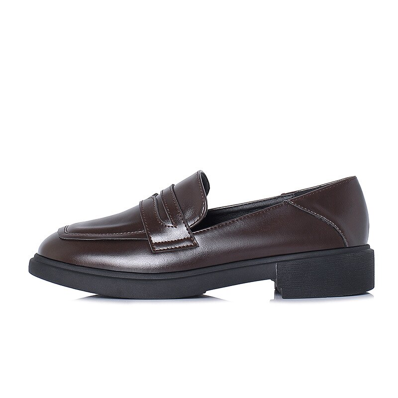 Echt Oxford Schuhe Frauen Braun Leder Wohnungen Britischen Mädchen Straße Schuhe Damen Derby Schuhe College Faulenzer Frauen Solide Mokassins
