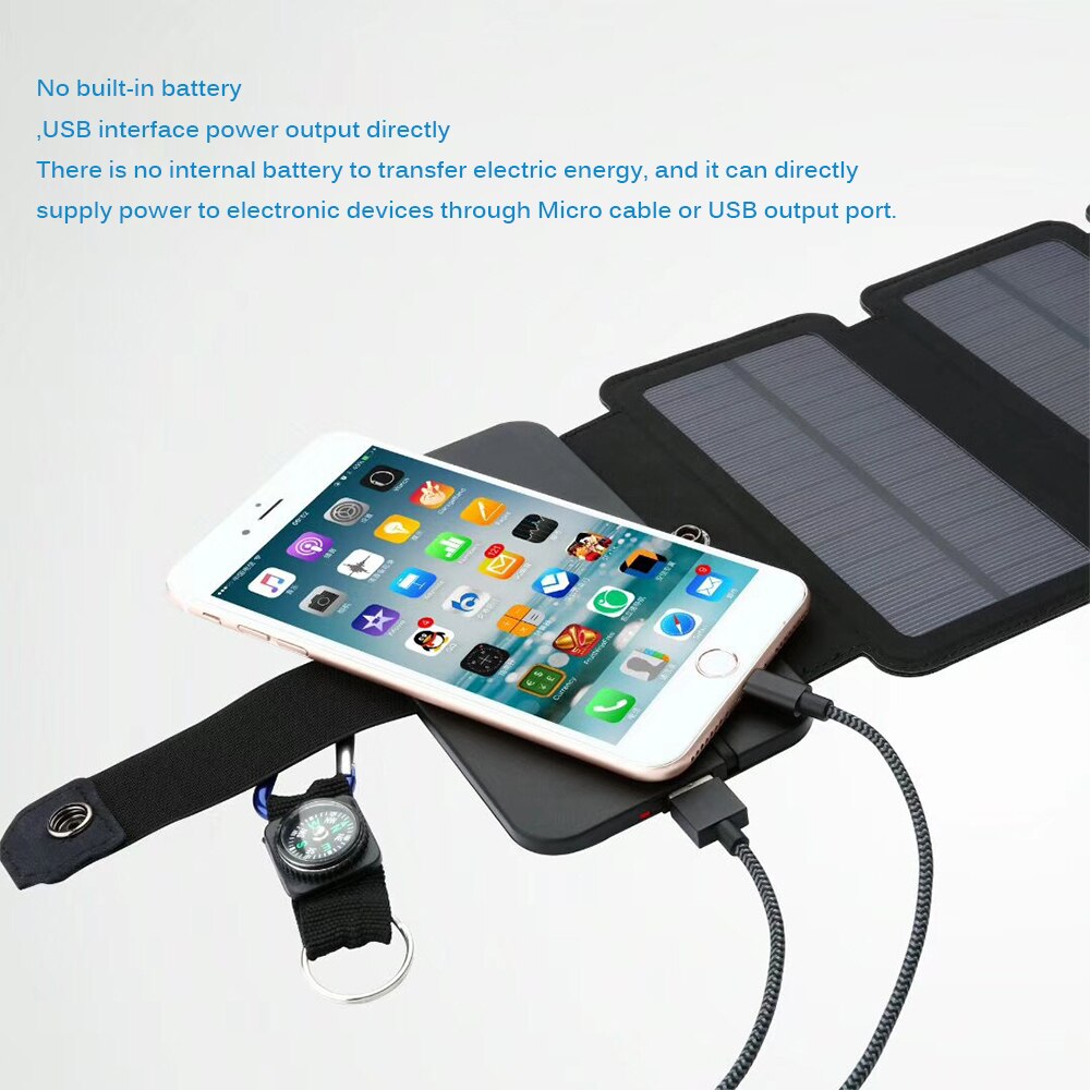 Universal dobrável sunpower dobrável dobrável 10 w carregador de telefone solar 5 v 2.1a dispositivos de saída usb seguro portátil painéis solares para smartphone