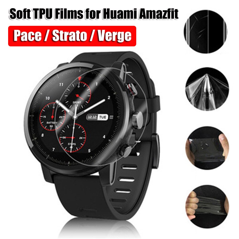 Película de hidrogel macia, proteção de tela completa para relógio inteligente xiaomi, huami, amazfit pace, stratos, verge lite