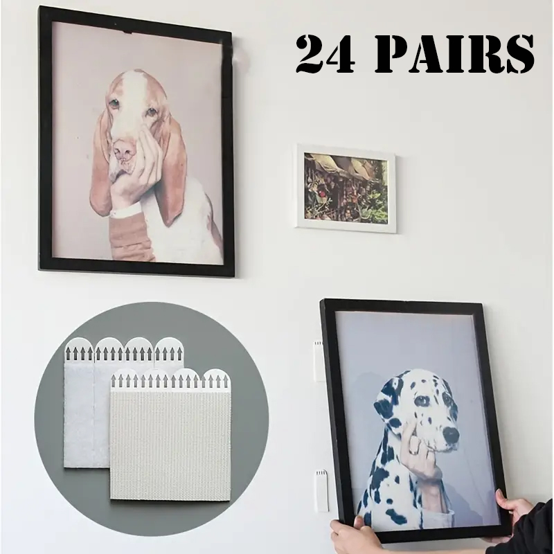 12/24 paia di nastro bianco senza danni, strisce per appendere quadri e cornici, adesivo da parete, gancio, confezione di valore, strisce per appendere quadri