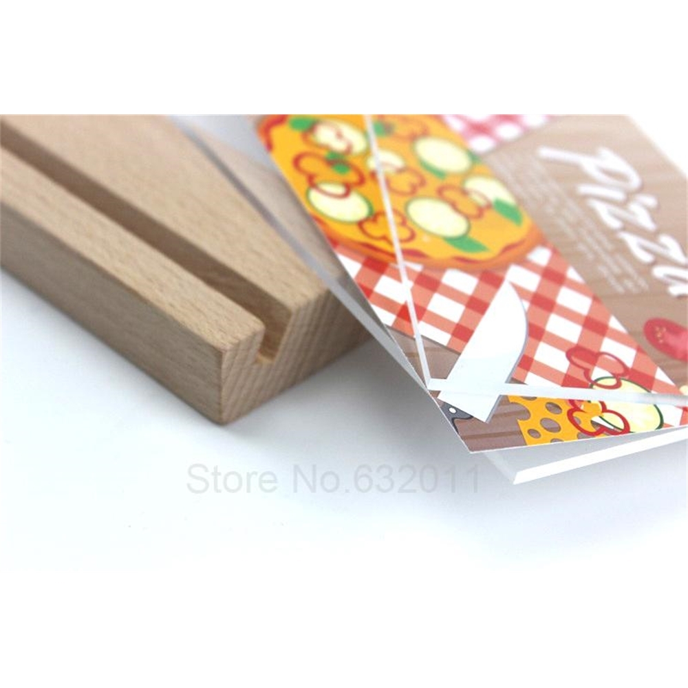 100*70mm Acrylic Sign Label Picture Photo Frame Wooden Sign Display Wood Table Name Card Display Stand Price Tag Lable Holder