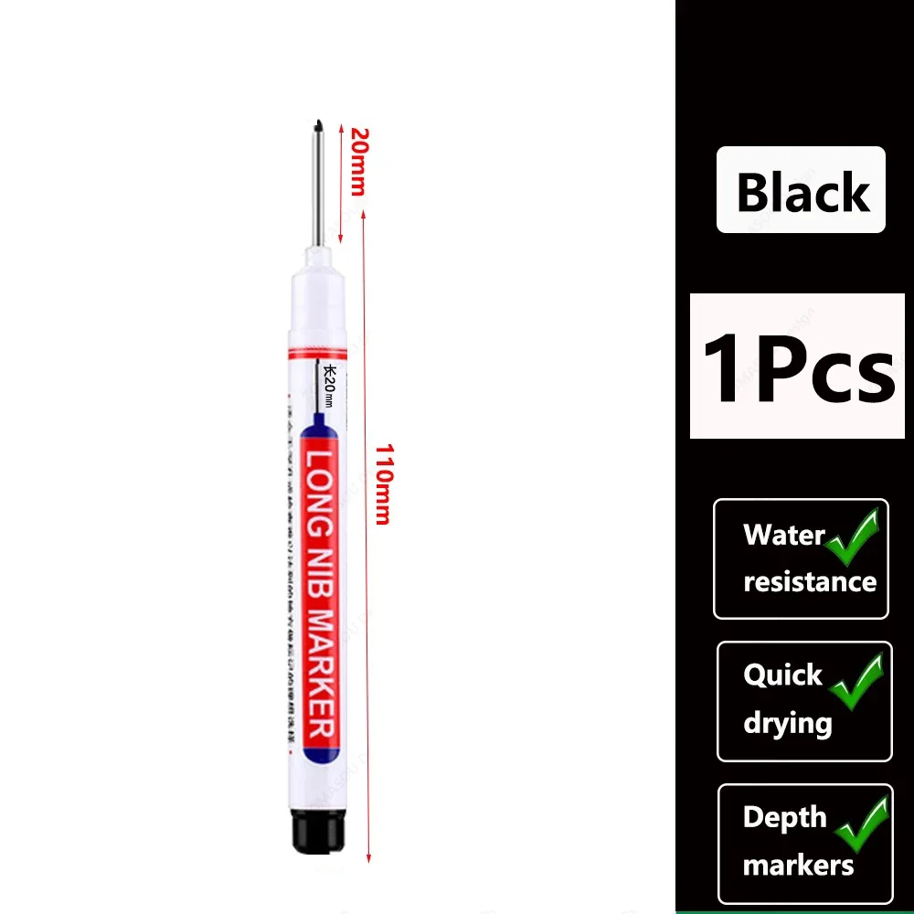 Long Tip Marking Pen 20mm High Visibility Ink, Fast-Drying Permanent with Ergonomic Grip for DIY Craft & All-Surface Woodworking: black