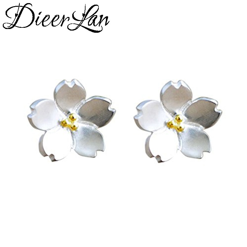 DIEERLAN Wedding Bridal 925 Sterling Silver Cherry Flower Earrings Necklaces Jewelry Sets for Women Girls Party Pendientes