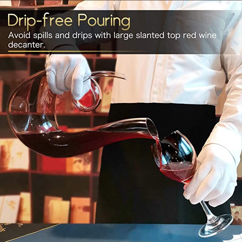1000/1200ml Wine Decanter Spiral 6-shaped Swan Shaped Wine Carafe Clear Hand Blown Leadfree Crystal Wine Separator