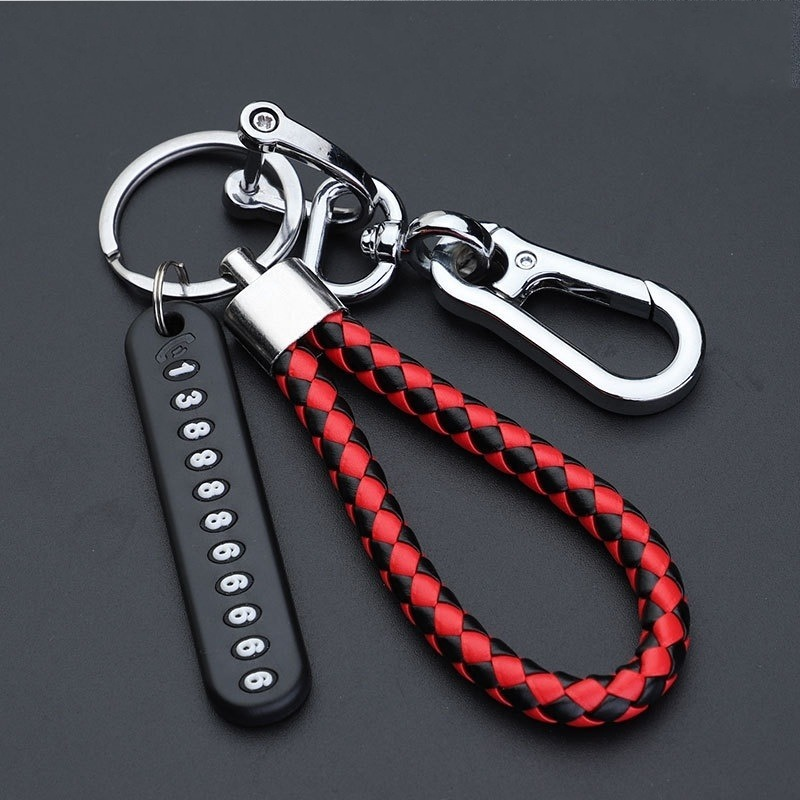 Llavero antipérdida con número de teléfono para hombre y mujer, colgante de cuerda, llavero de coche de acero inoxidable,