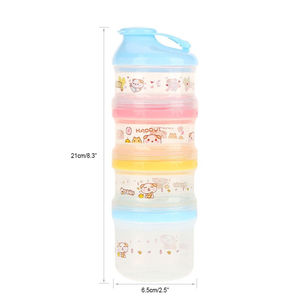 Formula Baby Milk Box Dispenser Portable Cartoon Pattern Baby Food Box Snacks Container 4 Layer Big Capacity
