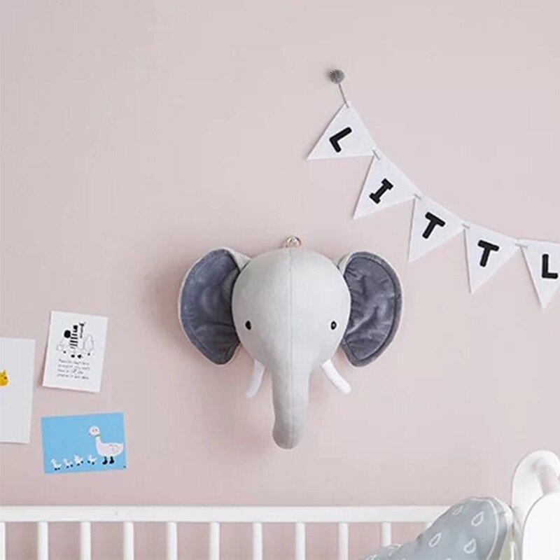 Têtes d'animaux en peluche, décoration murale d'éléphant et de licorne pour enfants, jouets en peluche pour bébés filles, anniversaire de noël, décoration de chambre d'enfant