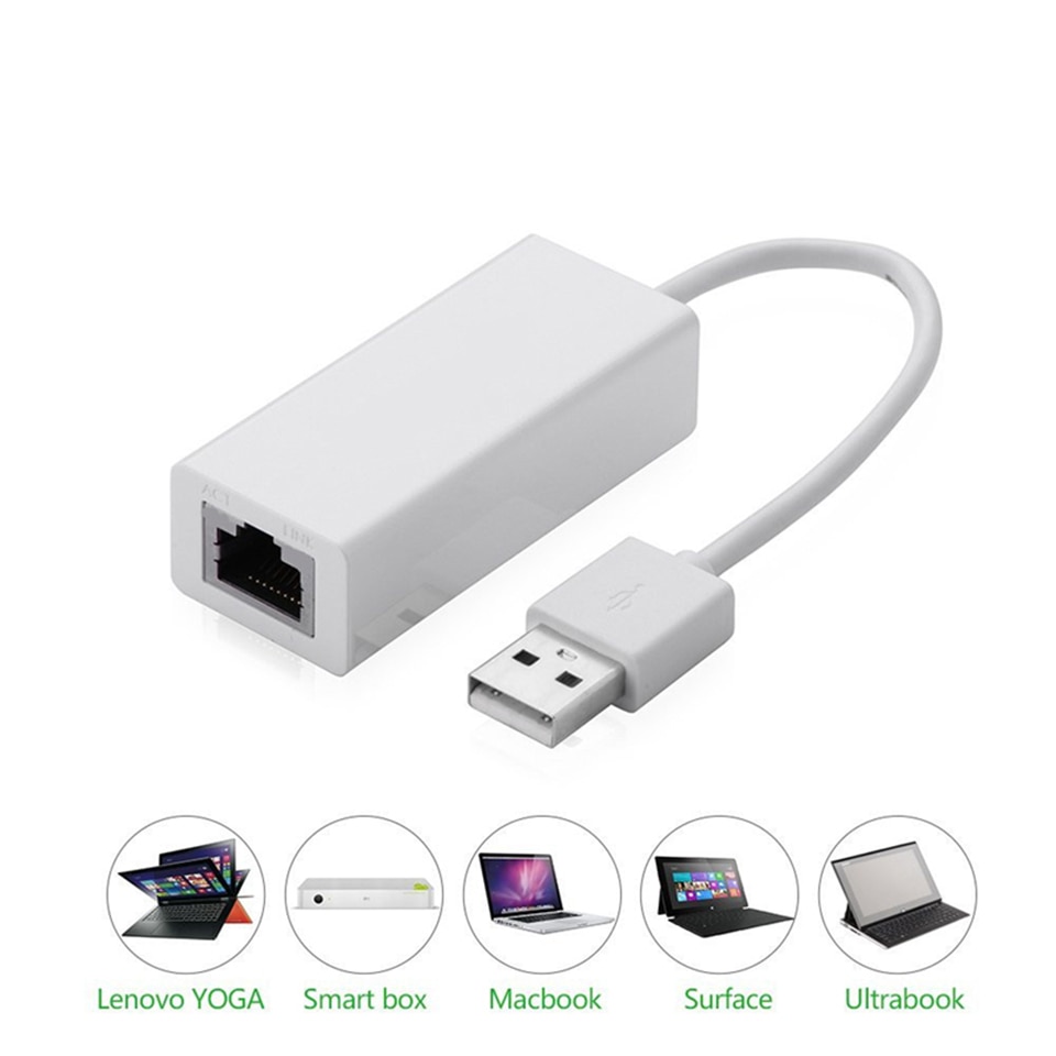 Computer USB Ethernet Adapter Usb 2.0 Network Card USB to Ethernet RJ45 Lan Gigabit Internet for Windows 7/8/10 USB With Drive