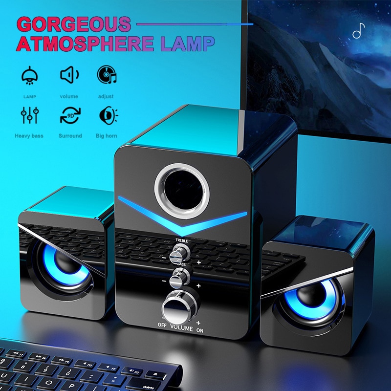 MC-221 3Pcs Home Theater Systeem Soundbox Pc Bass Subwoofer Bluetooth Speaker Computer Speakers Muziek Boombox Desktop Laptop Tv