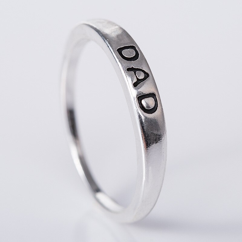 Modyle Klassieke Zilveren Kleur Ring Sieraden Brief Mama en Papa Ring voor Vrouwen Man Clear Mode Vaderdag Moeder dag