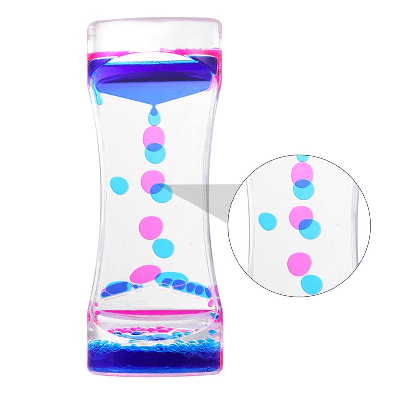 Slim Waist Sand Hourglasses Floating Oil Liquid Visual Motion Timer Bubbler Timer Desk Two-Color Action Liquid Timer