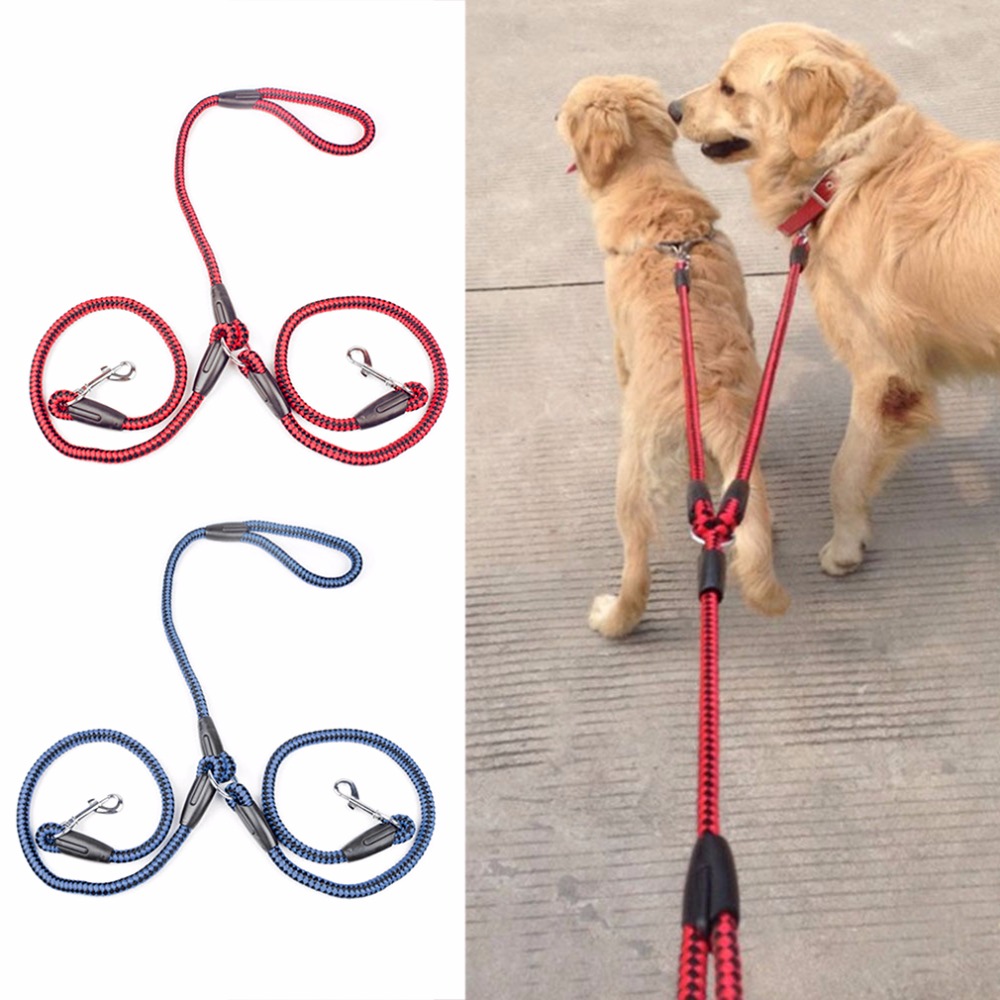 Nylon Lint Twee Hond Voor Leash Een Drag Gevlochten Wirwar Voor Walking Training Maat Verstelbaar Huisdier Veiligheid Trekkabel