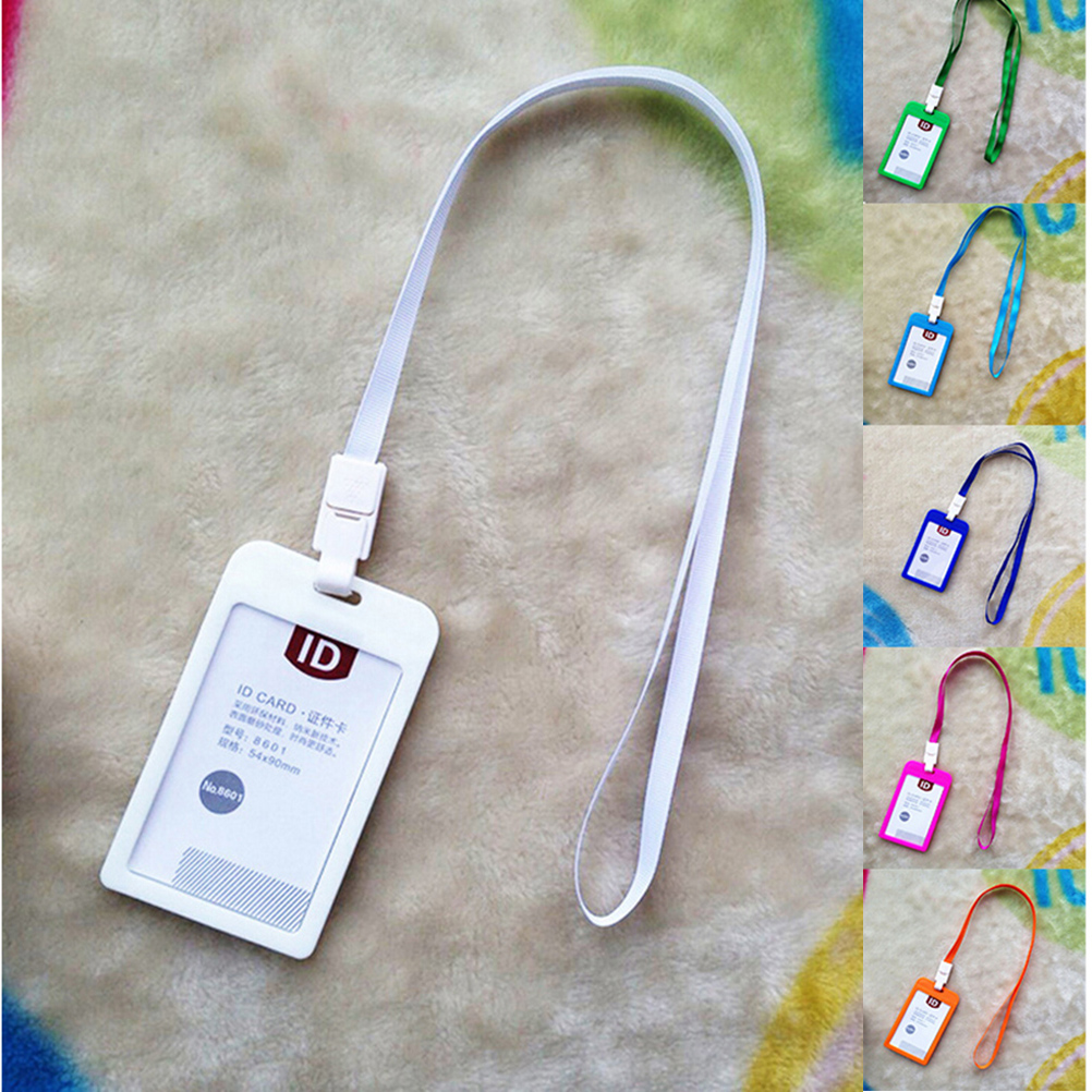 1 stk slikfarver id-kortholder navn udstillingskort halsrem business badgeholder med lanyard skolekontorartikler