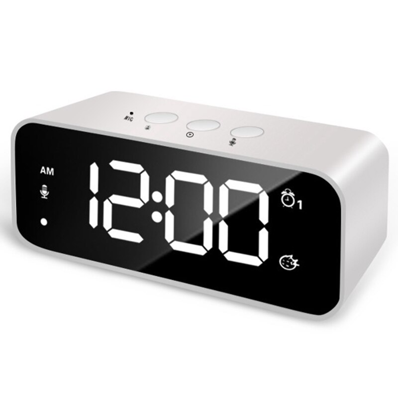 LED Anzeige Digital Wecker, Spiegel Musik Uhr mit Dual Alarme und Schlummern Wecker für Schlafzimmer Küche: Weiß