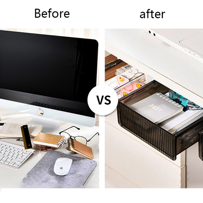 Drawer Storage Box Under The Desk Storage Box Pencil Stationery Organizer Hidden Sorting Box Office Pen Storage Tray Organizer