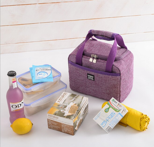 Mittagessen Tasche Neue Kind Frauen Männer Thermische Isolierung Wasserdichte Tragbare Picknick Isolierte Lebensmittel Lagerung Box Tote Mittagessen Tasche: purple