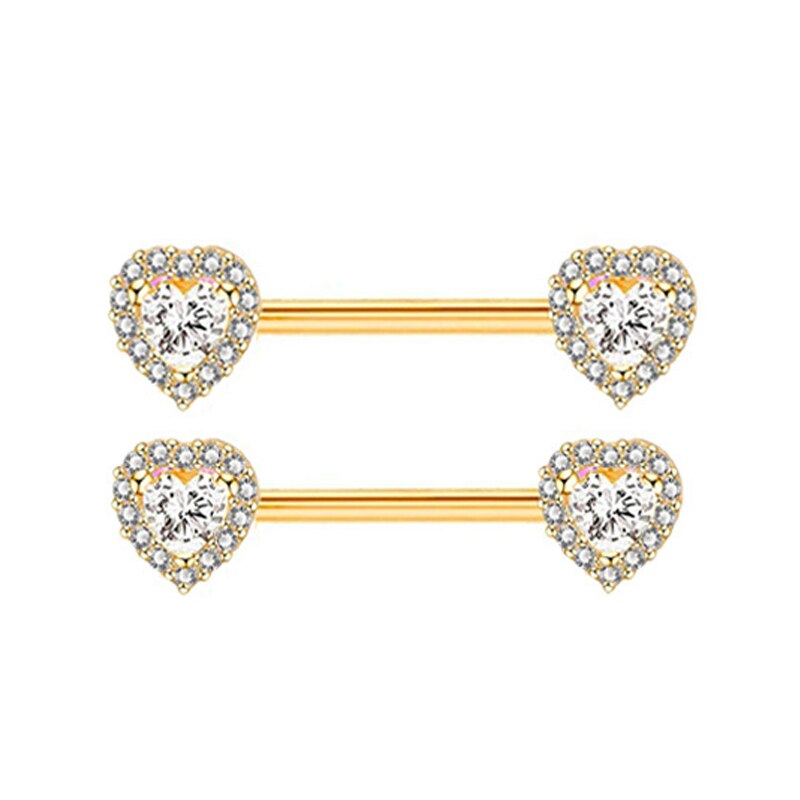 Piercing de acero de titanio con escudo para pezón para mujer, 14G de circonita, mancuerna de corazón, Piercing de vientre, anillos para pezón, joyería corporal, Sexy: 2