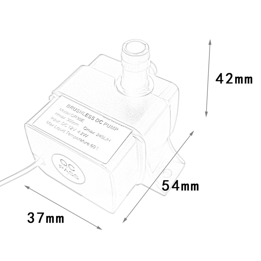 Waterproof Brushless Pump QR30E DC 12V 4.2W 240L/H Flow Rate Submersible Water Pumps Ultra-quiet Mini Water Pump