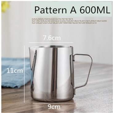 Rostfritt stål kaffestenciler kopp krans krukkonst baristaverktyg kaffetillbehör lättsam kaffestencilform: Mönster  a 600ml