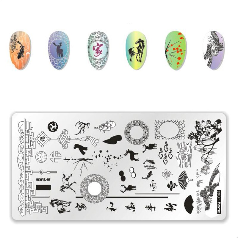 Serie Zjoy placas de estampado para manicura Estilo de China onda grulla salvaje Gazebo dados bambú serie Plantilla de sellos para decoración DIY manicura