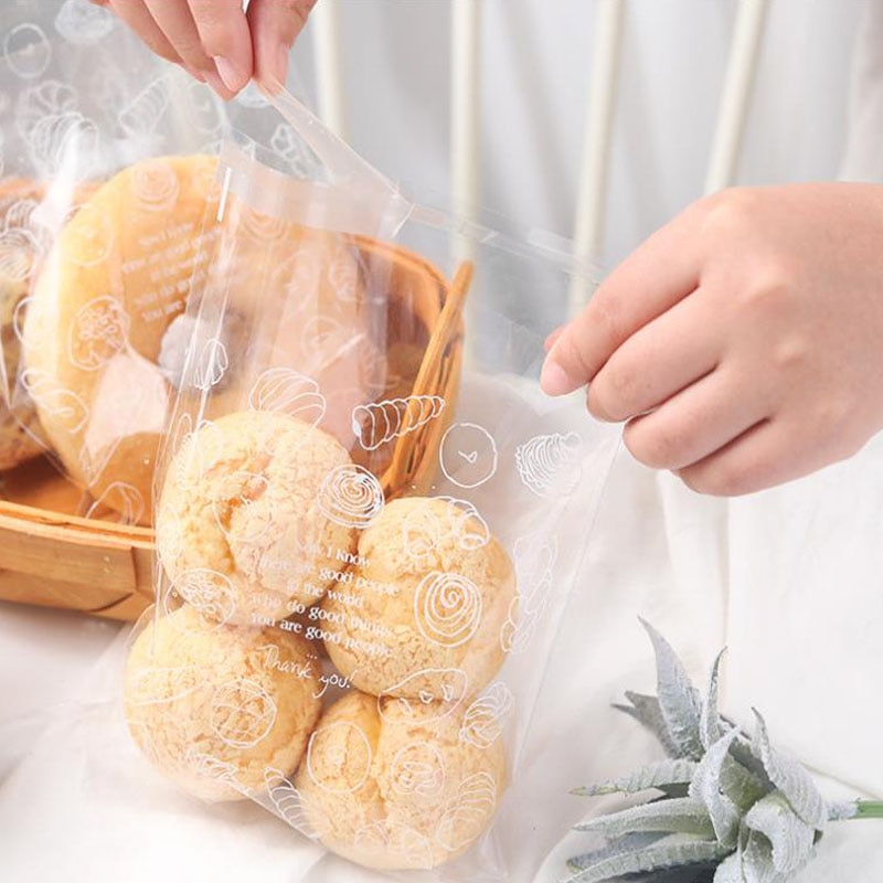100 stk/parti 15 x 18 gjennomsiktig brød plastpose toast emballasje bag baking kjeks emballasje selvklebende pose festforsyning