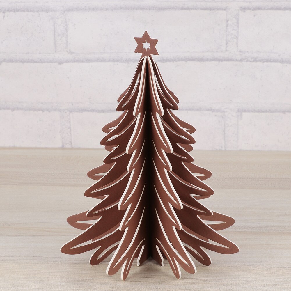 Paperboard 3D Christmas Tree Ornaments Party Table Craft Centerpiece for Decoration (Olive Green)