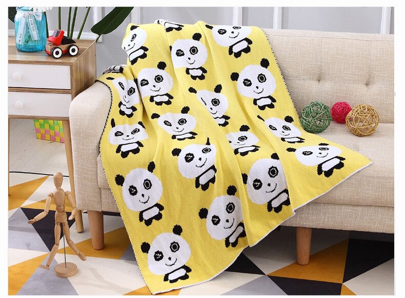 Volledig katoenen gebreide deken babydeken cartoon panda deken kantoor lunchdeken winkelwagenhoes deken 100*120cm