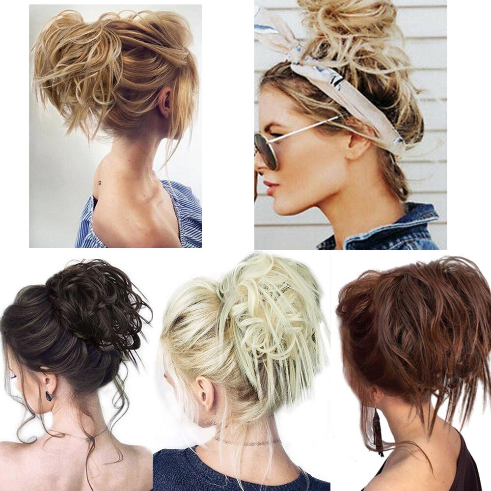 Werd Rommelig Haar Ring Fiber Synthetische Hittebestendige Pruik Broodje Krullend Elastische Haarband Dames Mode Haar Ring Natuurlijke Pruik