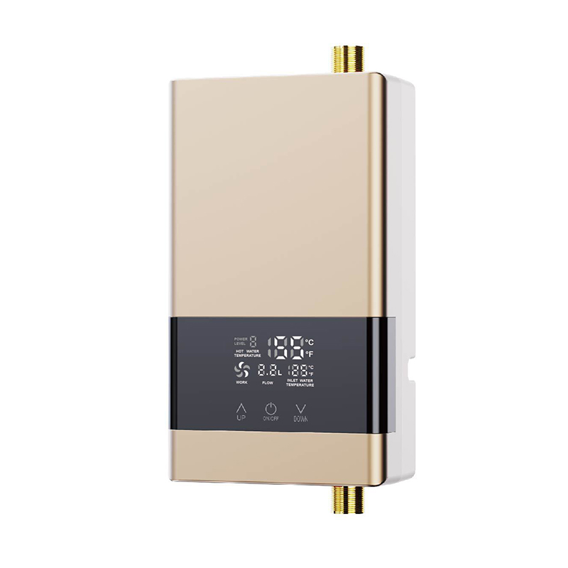 110V 220V Instant Water Heater Bathroom Kitchen Wall Mounted Electric Water Heater LCD Temperature Display with Remote Control: Burgundy