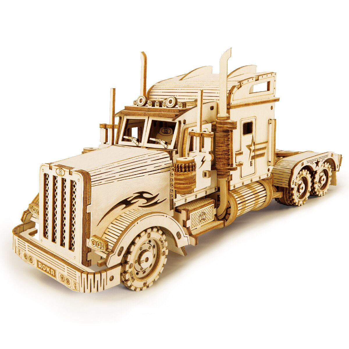 Robotime Rokr DIY ruchomy pociąg parowy, samochód, Jeep drewniany Model klocki do budowy zestawy montaż zabawki prezent dla dzieci dorosłych Dropship: MC502 Heavy Truck
