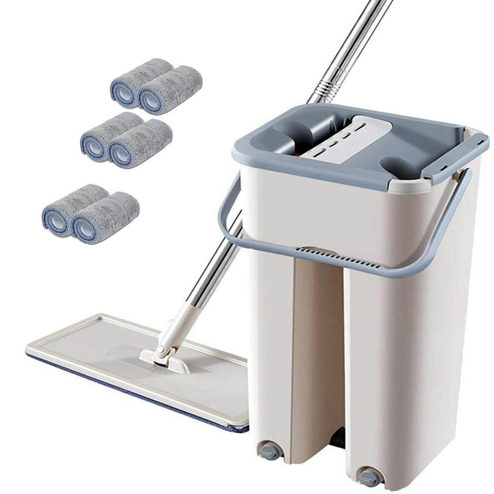 Replacement Cloth Space Saving Flat Mop Set Floor Cleaning Kitchen Manual Bucket Handfree Squeeze Sanitary Rebound Automatic