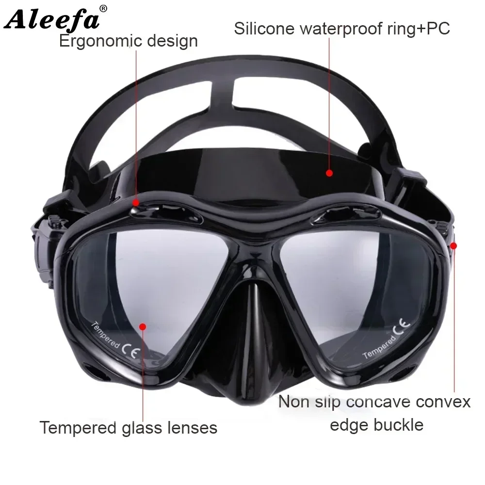 +2,0 a +5,0 Mascarilla de buceo para hipermetropía con lentes de vidrio templado, equipo para hombres y mujeres, spray antivaho