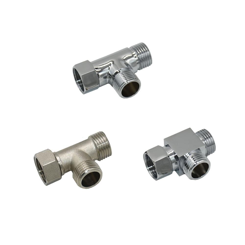 Tipo de bronze t fêmea 1/2 "a 1/2" rosca macho t conector 3 vias tubo adaptador acoplador conector para banheiro 1 pçs