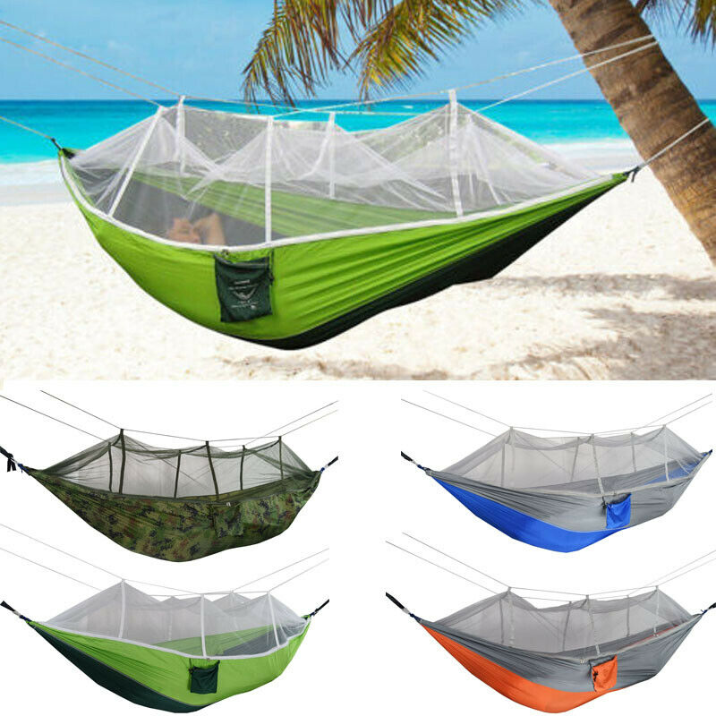 Portable Double Hammock with Mosquito Net for Outdoor Camping Traveling