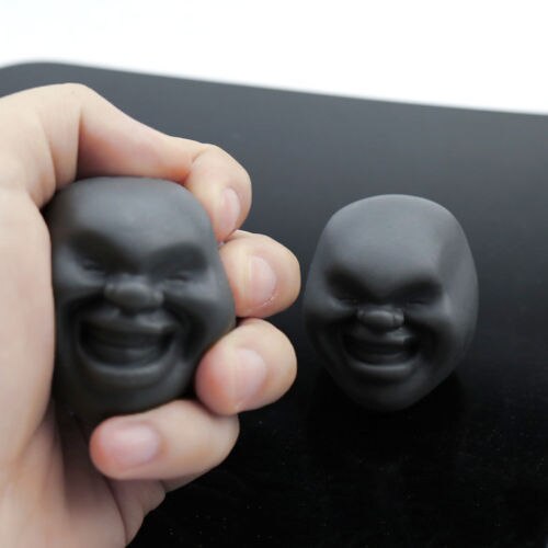 Novedosa Bola de ventilación para cara humana , juguete de oficina antiestrés, divertida pelota para exprimir la cara saludable,: Black