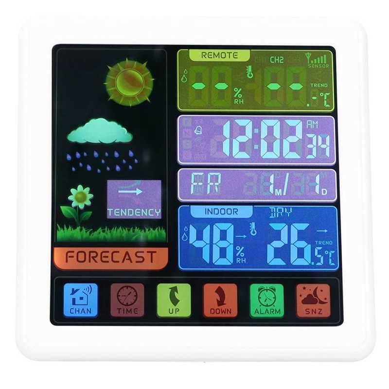 Wireless Weather Station Intelligent Touch Screen Thermometer Hygrometer With Sensor Color LCD Display Temperature Humidity