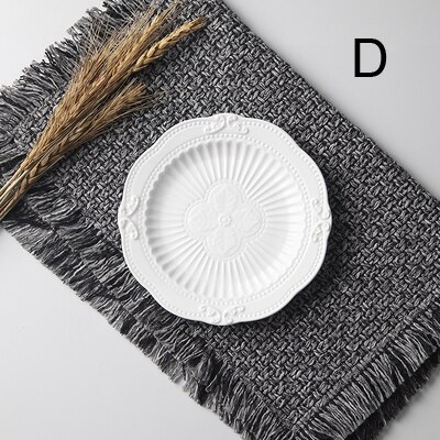 6inch, white embossed porcelain serving dish, ceramic kitchen plates, wedding plates for decoration, party buffet fruit plate: D