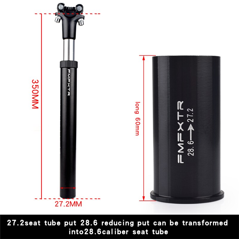 Bicycle Suspension Seatpost Shock Absorber Damping MTB Mountain Bike Seat post Bicycle Seat Tube 27.2/28.6/31.6/33.9mmx350mm: 28.6x350mm Black