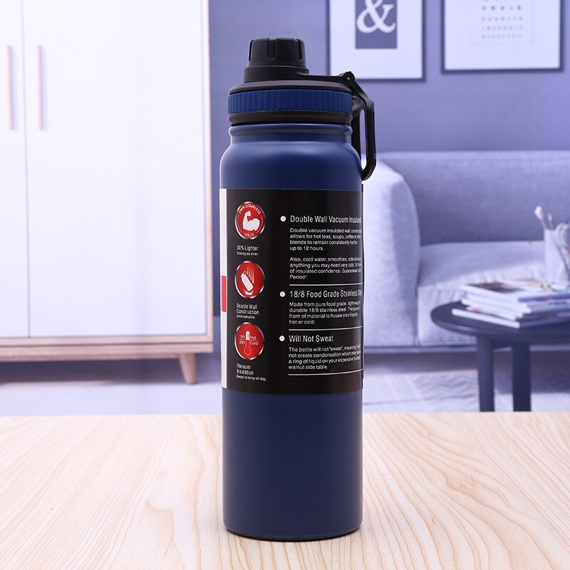 Termo de acero inoxidable con filtro para té y café tazón taza, botella de agua para niñas, frasco de vacío, Taza de Viaje, botella deportiva, 600/800ml: 600ml / Azul