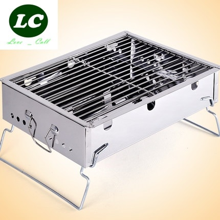 Utomhusgrill för bbq spis i rostfritt stål utomhus bärbar kol grill spis hushållsfällning